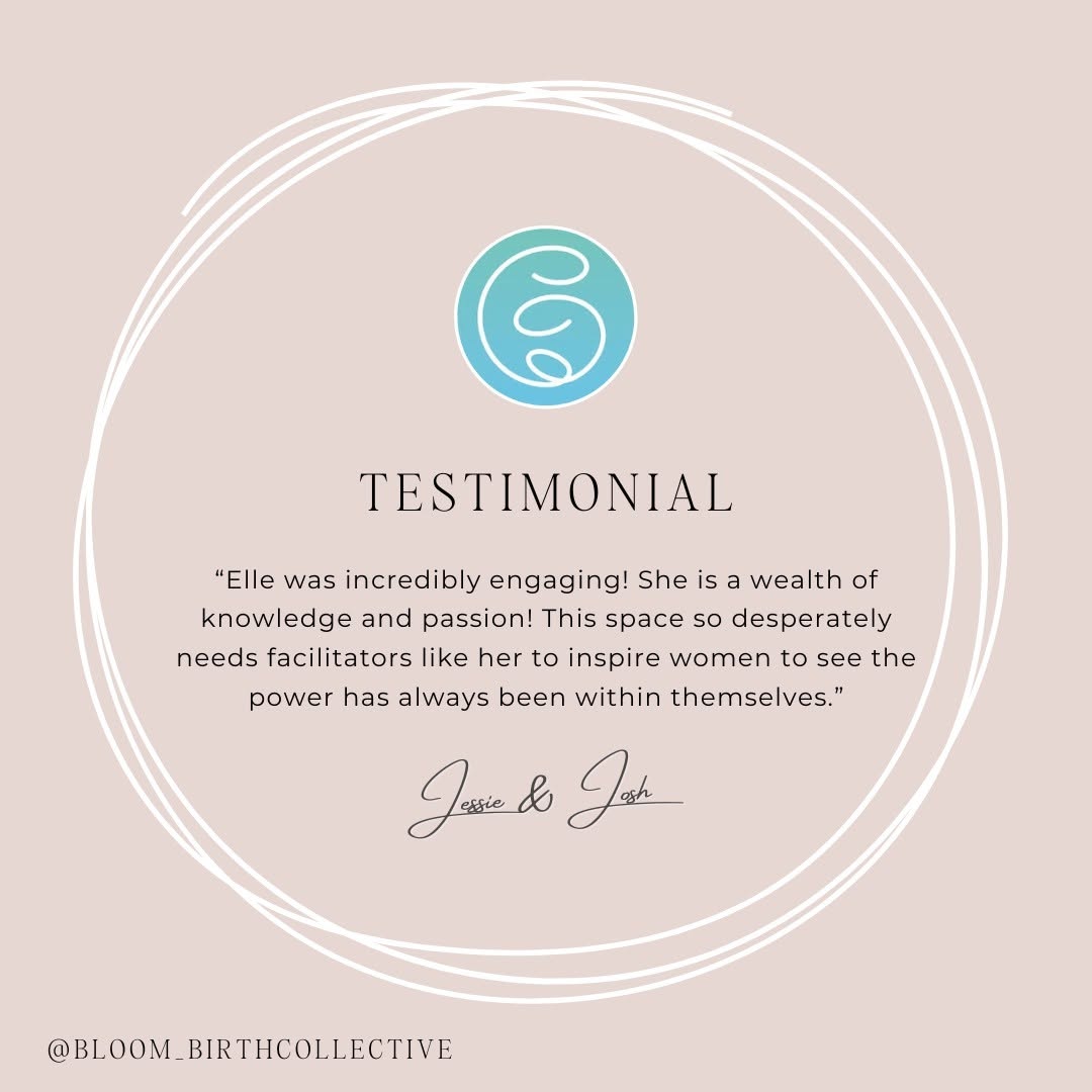 Testimonial from calmbirth with Bloom Birth Collective on the Sunshine Coast